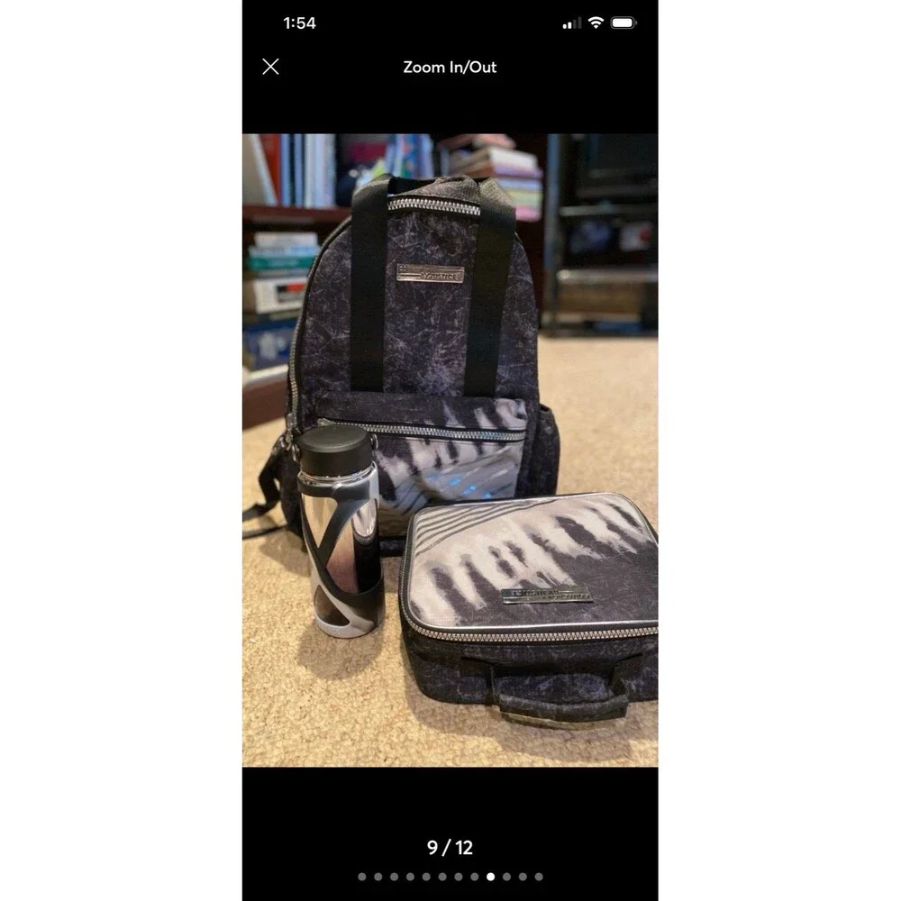 Justice Bookbag Set Collect X Set of 3 Tie Dye Silver lunch box bottle NWOT